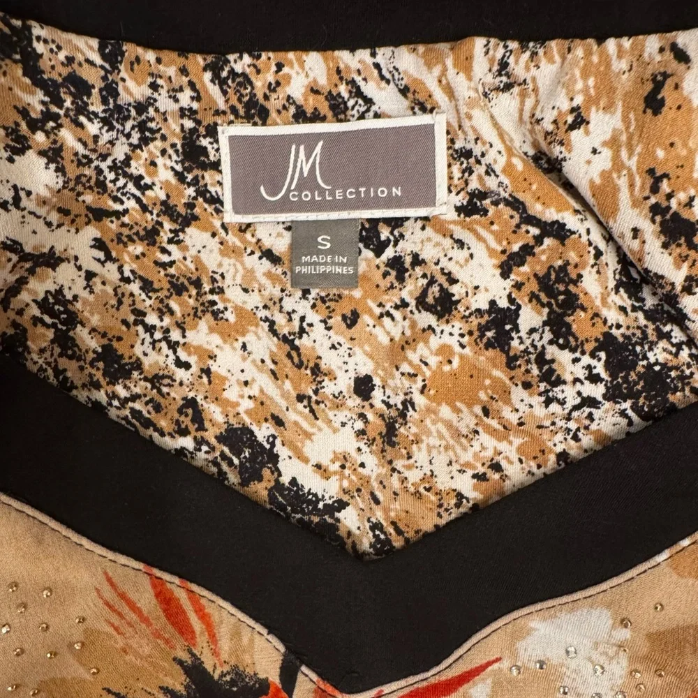 JM Collection Floral Abstract V-Neck Tunic Blouse Top Small